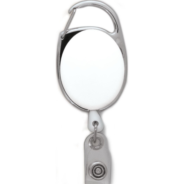 Promotional Oval Metal Retractable Badge Reel with Carabiner